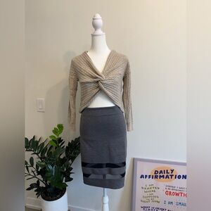 Poof! Tan Twist-Front Crop Top